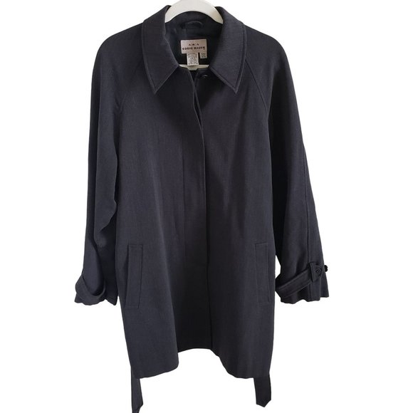 AKA Eddie Bauer Jackets & Blazers - AKA Eddie Bauer Woman Size M 100% Wool Lined Lightweight Belted Trench Coat